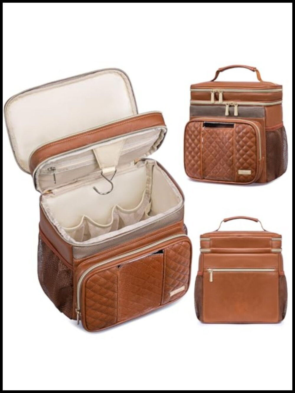 Large Leather Toiletry Bag for Travel, Hanging Shower Caddy with Transparent
